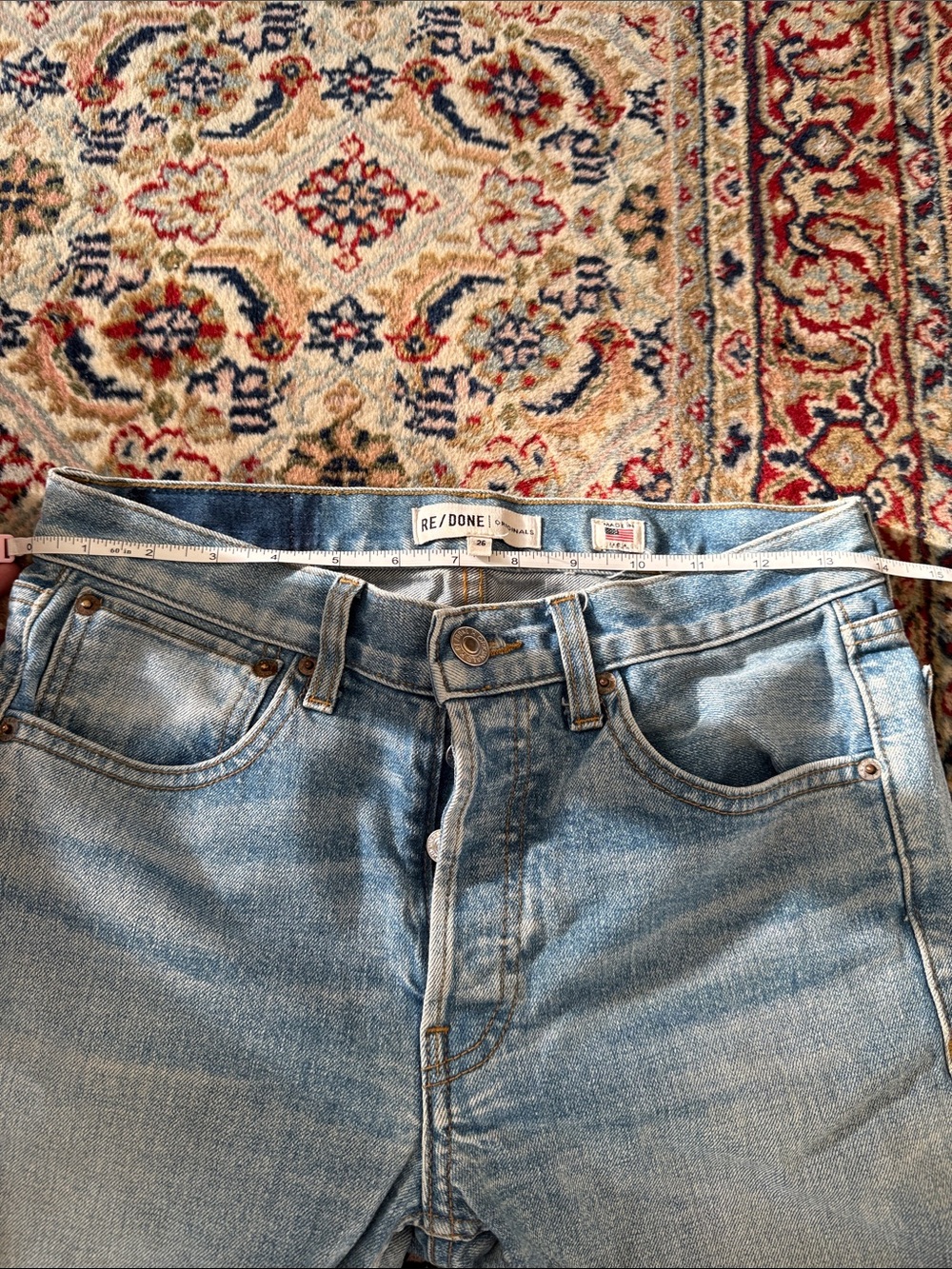 Re/Done Faded Light Blue Slim Straight Jeans - Picture 6 of 9